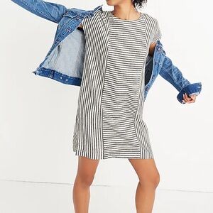 Madewell Stripe-Play Button-Back Tee Dress XS